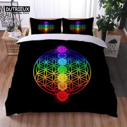 Bedding Sets Bohemian Geometric Pattern Set Dragonfly Chic Mandala Floral Duvet Cover With Pillowcases For Kids Adults Bedroom Decor