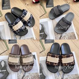 sandals designer slipper High version G summer mens womens couples wear-resistant word beach with printed letter bread slippers size 35-44