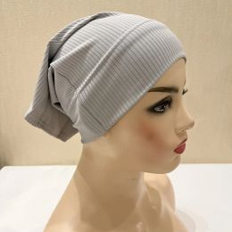 Retail Muslim Inner Hijab Elasticity Solid UnderScarf Islam Turban Cap Full Cover Headwrap Bonnet Plain Scarf Shawl for Women