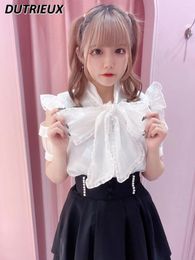 Women's Blouses Rojita Shirt Japanese Style Sweet And Cute Big Bow Casual 2024 Summer Lolita Short Sleeve Blouse For Women