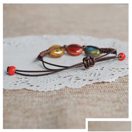 Charm Bracelets 10Pcs Ethnic Ceramic Bracelet Adjustable Artisanal Colorf Beads Summer Fashion Accessories Drop Delivery Jewellery Dhmkg