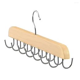 Hangers Wood Belts Camisole Clothes Hanger 14 Hooks Tie Hats Organizer Rack Non-Slip Space Saving Clothing Storage Holder