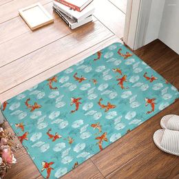 Carpets Non-Slip Carpet Waterlily Koi In Turquoise Doormat Bedroom Kitchen Mat Entrance Door Decoration Rug