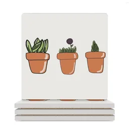 Table Mats Plants Ceramic Coasters (Square) Coffee Cup Stand Bulk Cute Set