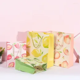 Gift Wrap 10pcs Paper Bags With Rope Handles Wedding Birthday Party Packaging Supplie Fruit Pattern Shopping High Quality