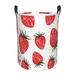 Laundry Bags Foldable Basket For Dirty Clothes Strawberry Storage Hamper Kids Baby Home Organiser