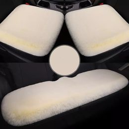 Car Seat Cushion Winter Plush Rabbit Fur Winter Warmth Thick Wool One Piece Square Cushion for Main Driver or Co-pilot