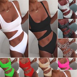 Womens Swimwear Swimsuit Solid Colour One-Piece Bikini Hollow Europe And America Support Mixed Batch Drop Delivery Apparel Clothing Dhywg