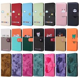 Cell Phone Cases iPhon 14 Leather Flip Case for Funda iPhone 15 13 Prro Max Plus 3D Cute Cat Wallet i Back Cover Women 2442