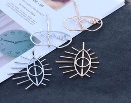 DHL Korean New Artsy Chic Alloy Gold Silver Big Eye Face Statement Bobby Pin Brief Hair Pin For Women Femme Hair Jewellery 7cm5583820