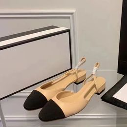 Дизайнерский канал обуви Летние лоскутные неглубокие сандалии Женская классическая обувь Разноцветные массивные одиночные туфли Сандалии из натуральной кожи с ремешком на пятке