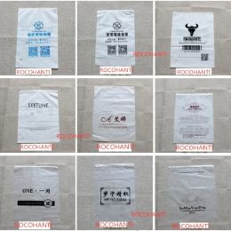 100X Custom Matte White Plastic Frosted Zip Lock Zipper Bag with Logo Printed for T-shirts Hoodie Clothes Storage Gift Packaging