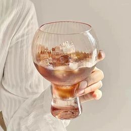 Wine Glasses Niche Ins Retro Drum Striped Glass Water Cup Ice Latte Coffee Juice Beverage Cold Drink