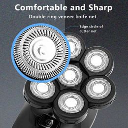 Shavers 5 Electric In 1 7D Mens Rechargeable Bald Head Shaver 7 Floating Heads Beard Nose Ear Hair Trimmer Razor Clipper Facial Brush 240402