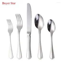 Flatware Sets 5Pcs Cutlery Set Stainless Steel Dinner Silver Tableware Knife Serving Fork Teaspoon Table Kitchen Tools