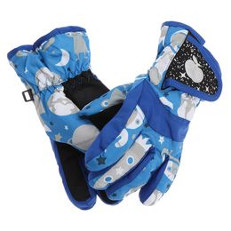New Children Kids Winter Warm Solid Color Gloves Boy Girls Ski Long-sleeved Mitten Windproof Waterproof Thicken Warm Gloves