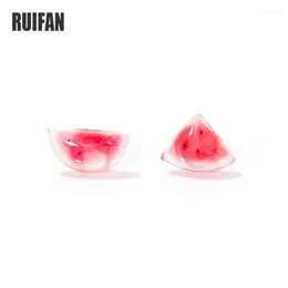 Stud Earrings Ruifan Cute Asymmetrical Silica Gel Red Watermelon Pure 925 Sterling Silver For Women Girls Fine Jewellery YEA363