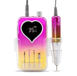 35000rpm Portable Nail Drill Machine Gradient Heart Polishing Equipment Handpiece Rechargeable Nails e file Manicure Pedicure Gel 8015003