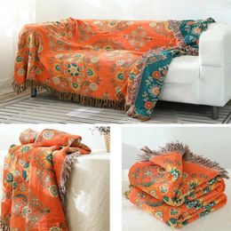 Blankets Bohemian Blanket European Sofa Cover Double-sided Four Seasons Couch Covers Flower Poem Towel Quilt Throw