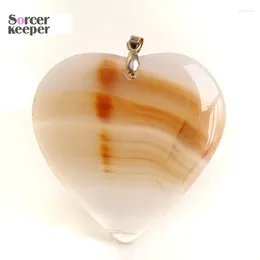 Pendant Necklaces Fashion Women Man Necklace Heart Natural Moss Agate Stone Slide Healing Crystals Pendants For Jewelry Making JS375