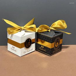 Gift Wrap Eid Mubarak Box Bronzing Ribbon Square Paper Candy Cookie Muslim Party Supplies