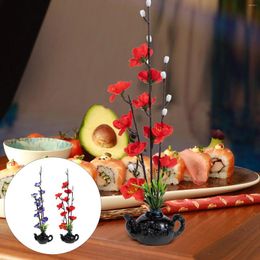 Decorative Flowers 2 Pcs Decoration Cold Dish Flower Artificial Green Plants Sushi Plate Ornament DIY Pp Pot Indoor