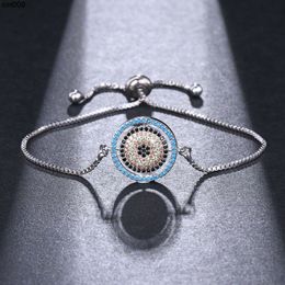 Korean Version of Fashionable and Minimalist Small Disc Blue Inlaid Adjustable Pull-out Bracelet