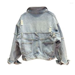 Women's Jackets Denim Jacketautumn Jacket Pockets Burrs Ing Retro Trend Was Thin Loose Large Size Foreign Trade Casual