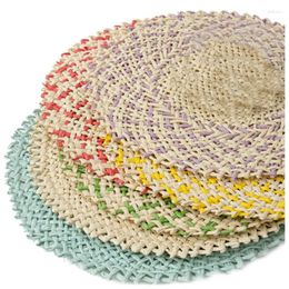 Table Mats Handmade Paper Woven Round Place Fibre Placemats Hollow Decorative Placemat Dining Decor