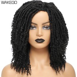 Wigs 12 inch Faux Locs Crochet Hair Wigs With Curly End Dreadlocks Twist Hair Wigs 1B 27 30 Bug 4 Colours Synthetic Wig High Quality