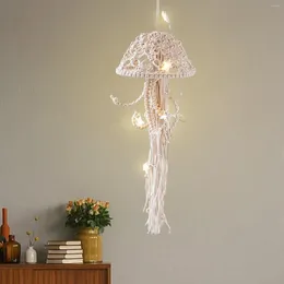 Tapestries Nordic Jellyfish Shape Hanging Decor With Light String Woven Boho Pendant For Home Party Living Room Wedding Ornaments