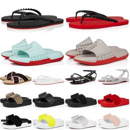 christiane loubiton women red bottoms sandals slides shoes Con Box Designer Donne Mens Mocassini Scarpe Pantofole Slides Luxurys Leather Flip Flop 【code ：L】