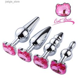 Other Health Beauty Items 1 piece cat face Jewellery base anal plug buttocks masturbation tool sex massage adult homosexual anal beads Y240402