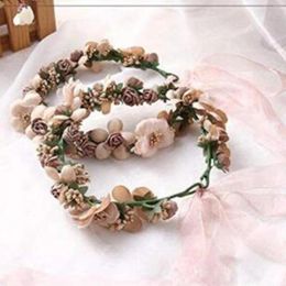 Decorative Flowers Wedding This Way Style Boho And Bracelet Set Flower Hair Wreath Arm Headband Simulation Home Decor Rose With Lights