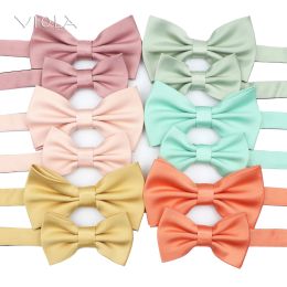 Top Hot Colors Pink Green Blue Solid Satin Matte Parent-Child Bowtie Set Men Kids Butterfly Party Wedding Bow Tie Accessory Gift