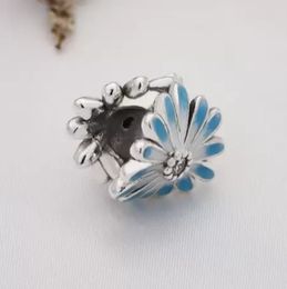S925 Sterling Silver Blue Daisy Flower Pendant Suitable for Fit Pendant Bead Bracelet Jewellery 798775C01 Fashion Gift Pendant