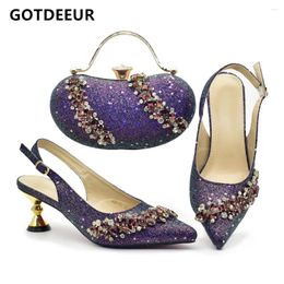Dress Shoes Arrival Italian And Bags Matching Set Decorated With Rhinestone Comfortable To Wear Wedding Party Ladies Bag
