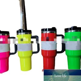 Top Fashion 40Oz New Handle Car Cup 304 Stainless Steel Straw Ice Cream Cups Neon Style