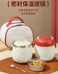 Dinnerware Vacuum Insulated Lunch Box 304 Stainless Steel Large Capacity Lifting Pot Double-layer Bento