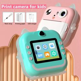 Children Kids Camera Instant Print Mini Digital Video for 1080P HD Screen Outdoor Toy Thermal Paper 240319
