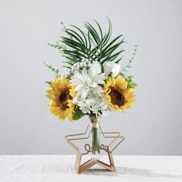 Decorative Flowers Sunflower Handwriting Bouquet Artificial Flower Green Plant Wholesale Wedding Celebration Decoration