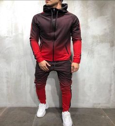 Men039s Tracksuit 3D Gradient Print Zipper Causal Sports Mens tracksuit Muscle Brothers Men039s Sportwear 2pcs Clothing Sets6137657