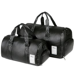 Bags Big Capacity Leather Travel Bag Waterproof Fitness Duffle Bag with Shoes Pocket Sports Weekend Luggage Bag Women Men Handbag