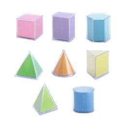 8 Pieces Transparent Geometric Shapes Blocks Montessori Toys Stacking Game Math Toys Educational Toy for Ages 2+ Kids Babies