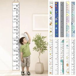 Decorative Figurines Growth Chart Wall Ruler For Kids Height Record With Pine And Canvas Textures Child Kid Friendly