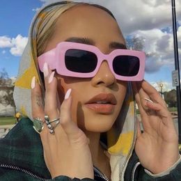 Sunglasses Cool Y2K Women's Sun Glasses Vintage Retro Rectangle Shape Women Hip Hop Female Sunglass