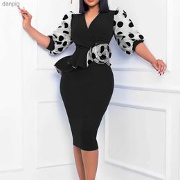 Urban Sexy Dresses Plus Size Knitted Pencil Dress for Women Clothing 2023 Autumn Winter Hip Long Skirt Female Large Size Formal Occas Dress Vestido Y240402