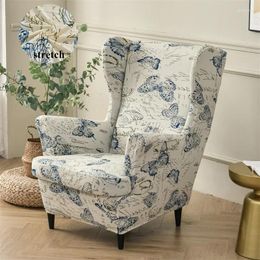 Chair Covers Stretch Spandex Armchair Cover Floral Printed Wing Dustproof Washable Relax Sofa Slipcovers With Seat Cushion