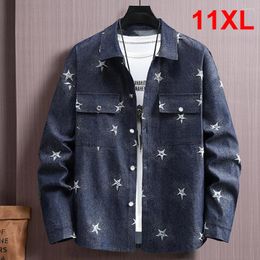 Men's Jackets Star Embroidery Denim Jacket Men Jean Coat Plus Size 11XL Fashion Casual Cargo Male Big