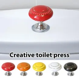 Toilet Seat Covers Universal Fits Press Button Water Flush 2pcs Stick On Round Drawer Pull Handle Bathroom Decoration Accessory